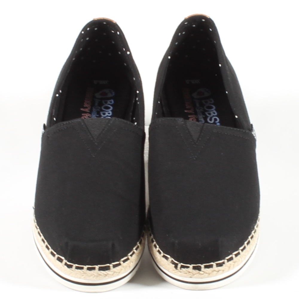 Skechers Bobs Womens Espadrille Slip On Shoes BLK - Picture 2 of 6